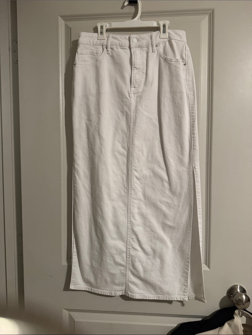 Express White Maxi Denim Skirt with Side Slits